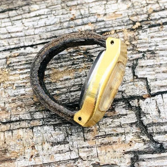 OOAK Pulsar Y590 Gold Tone/Custom Black Leather Band Sz 6.5 Working Watch Ring - Picture 7 of 9